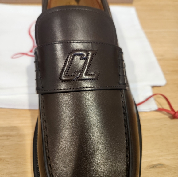 Men's Christian louboutin Urbino moc leather logo loafer size 42/9 US Ital - Picture 3 of 7